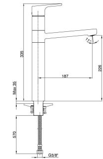 Высокий смеситель для раковины E.C.A. Luna 102808949EX золото